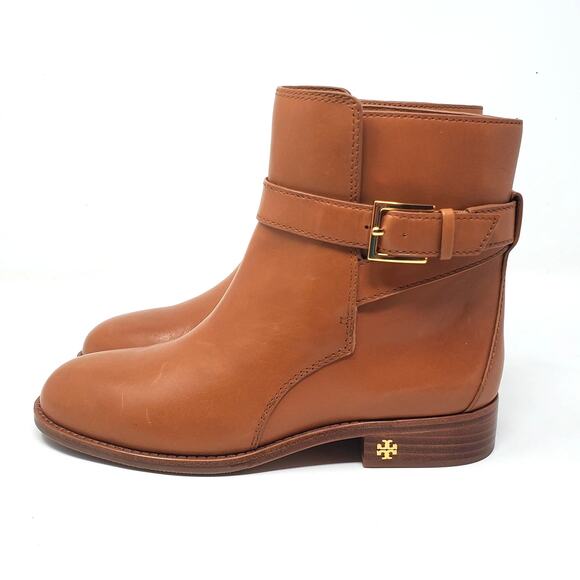 Tory Burch Brooke Ankle Bootie Boots Calf Leather Tan Brown 52660 Size US 7 M - Picture 5 of 10